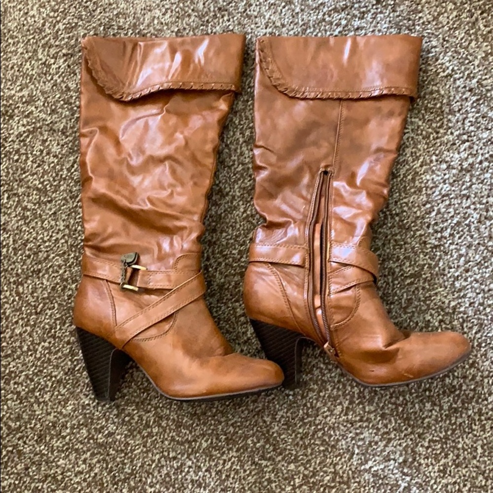 Knee high faux leather boots